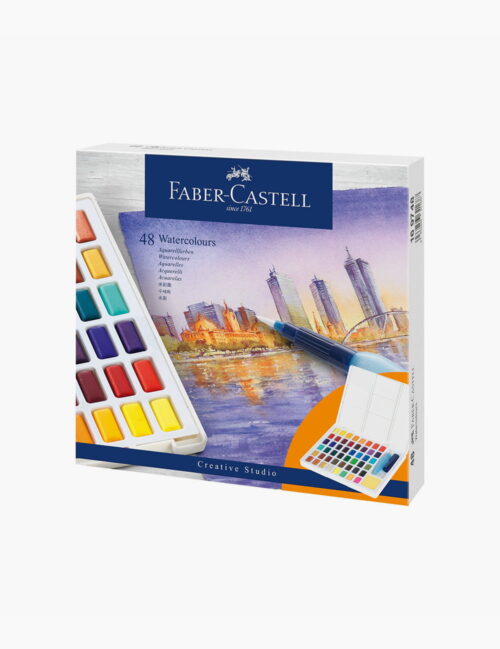 Set acuarele, Faber Castell, cu pensula, 48 culori