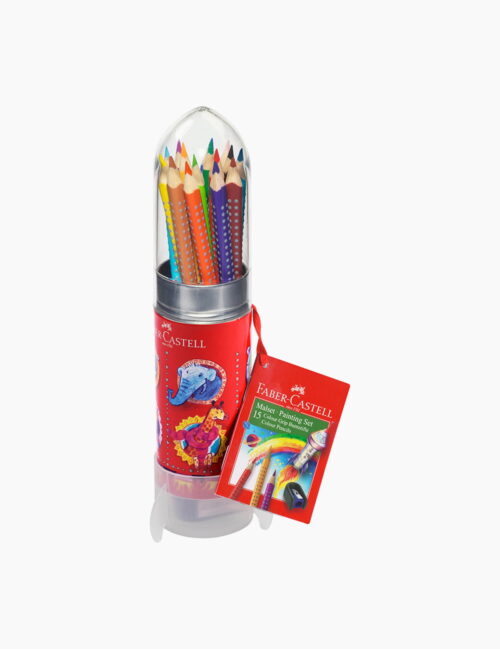 Set cadou, Faber Castell, Racheta, 15 creioane colorate, grip