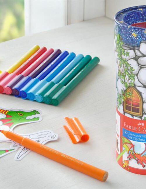 Set carioci, Faber Castell, Connector, 18 culori