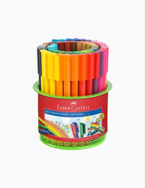 Set carioci cu clip, Faber Castell, Connector, 45 culori