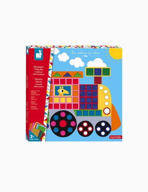 Set creativ mozaic, Janod, vehicule, 5 carduri