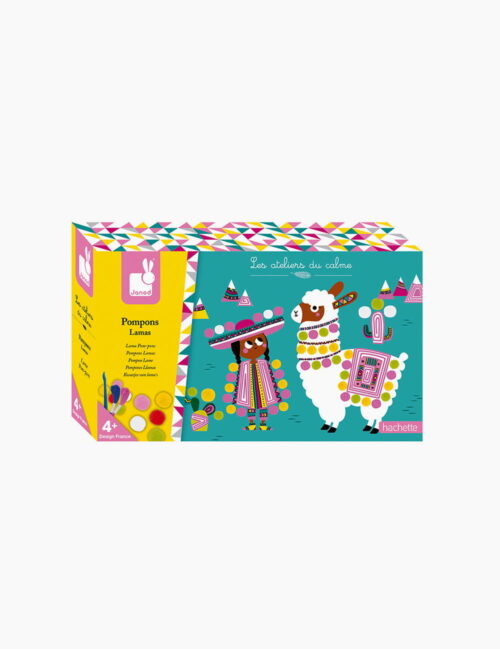 Set creativ, Janod, Lama Pom Poms, 3 cartonase