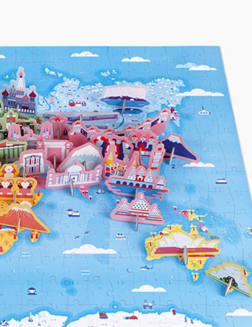 Puzzle 3D, Janod, curiozitatile lumii, 50 figurine, 350 piese
