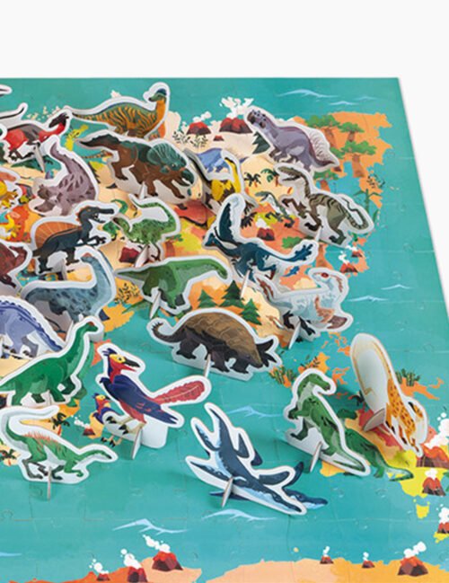 Puzzle 3D, Janod, Dinozaurii, 50 figurine, 200 piese