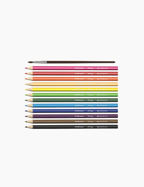 Creioane colorate solubile, ErichKrause, cu pensula, 12 culori/set
