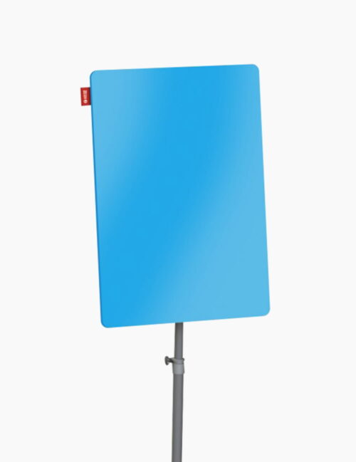 Flipchart Memoboards, sticla, cu roti si baza rotunda, 70 x 100 x 180 cm, albastru