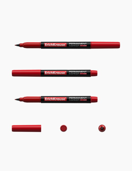 Marker Permanent ErichKrause P100, 0.5-1.2 mm, Rosu