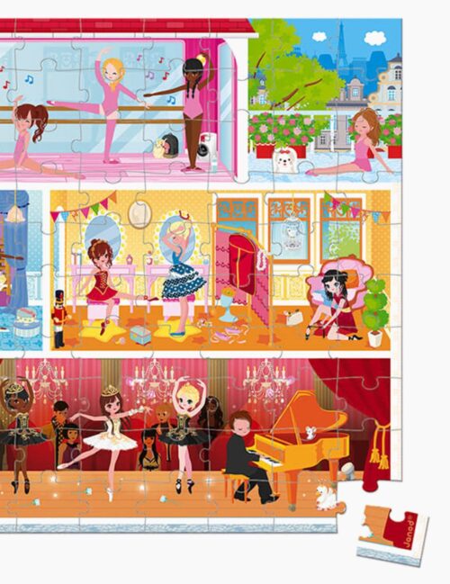 Puzzle academia de dans, Janod, cu cutie gentuta, 100 piese