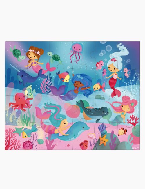 Puzzle sirene, Janod, cu cutie gentuta, 24 piese