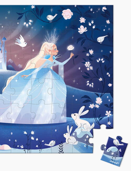 Puzzle printesa de gheata, Janod, cu cutie gentuta, 54 piese