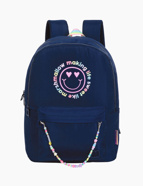 Rucsac pentru fete, Marshmallow, Happy, Ergonomic, Albastru, 2 Compartimente