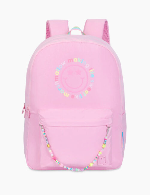 Rucsac pentru fete, Marshmallow, Happy, Roz, Ergonomic, 2 Compartimente