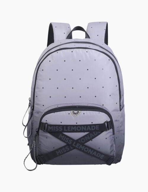 Rucsac Miss Lemonade, Dotty Grey, Ergonomic, 2 Compartimente