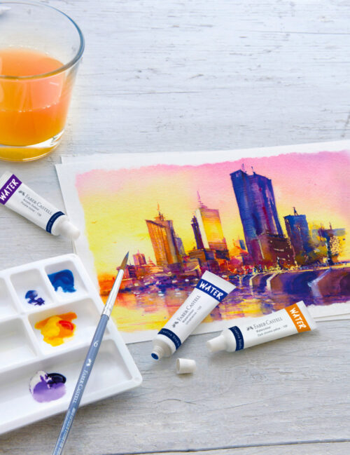 Acuarele Tempera, Faber Castell, 24 Culori + Paleta, 9 ml