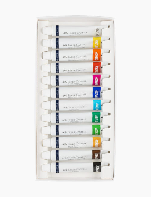 Culori Acrilice, Faber Castell, 12 Culori, 20 ml, Cutie Carton