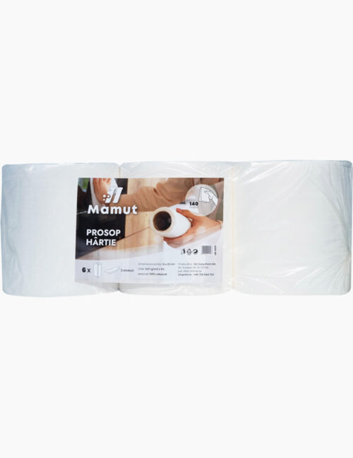 Prosop Hartie, Mamut, Alba, 2 Straturi, 140 m, 6 Role/Bax