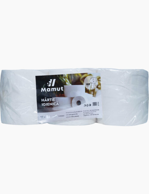 Hartie Igienica Mini Jumbo, Mamut, Alba, 2 Straturi, 100 m, 12 Role/Bax