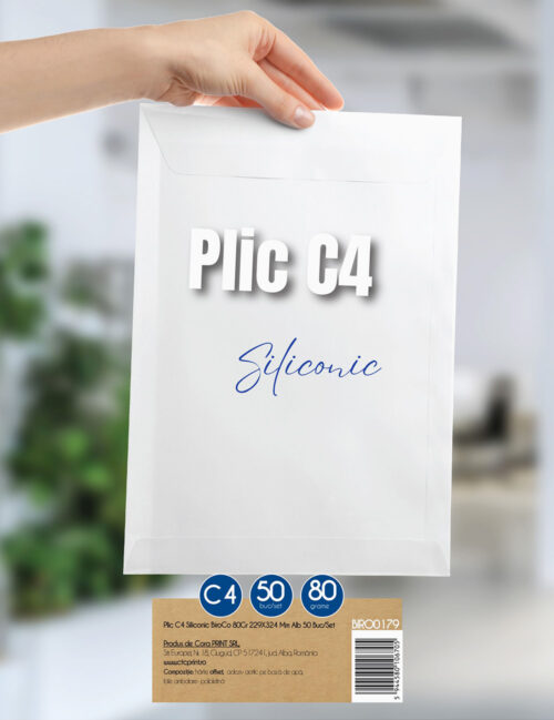 Plic C4 Siliconic, BiroCo, 80g, 229 x 324 mm, Alb, 50 buc/set
