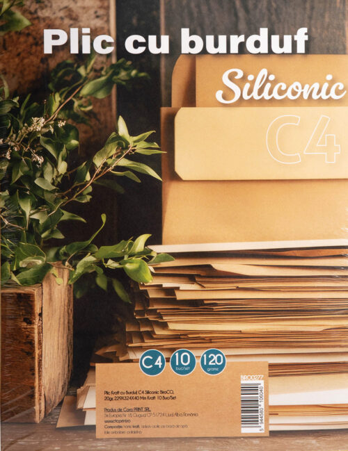 Plic cu Burduf C4 Siliconic, BiroCo, 120g, 229 x 324 x 40 mm, Kraft, 10 buc/set