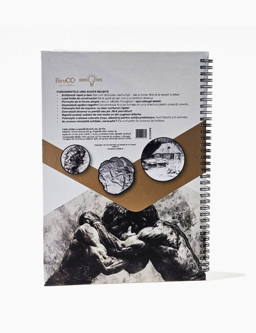 Caiet de Schite Cu Spirala, BiroCO, A4, 30 File, Velin, Carton Texturat