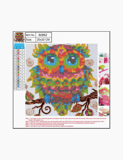 Kit 5D Mozaic cu Diamante, Centrum, Bufnita, 20x20 cm