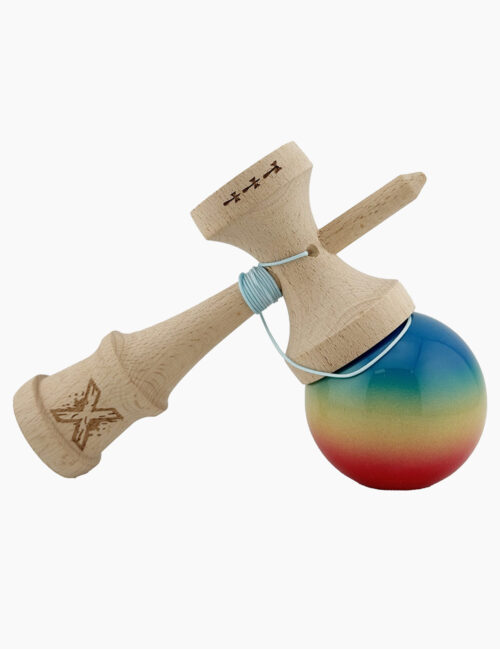 Kendama X Originala, Super Sticky, Big Cups, 18 cm, Rosu/Galben/Albastru