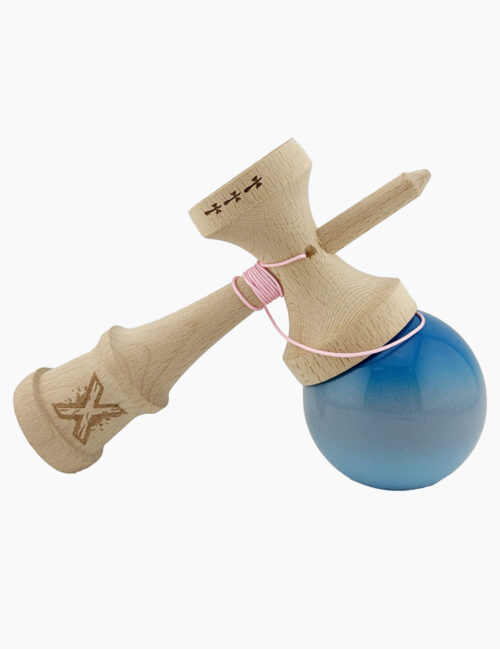 Kendama X Originala, Super Sticky, Flippy, Big Cups, 18 cm, Albastru/Galben/Bleu