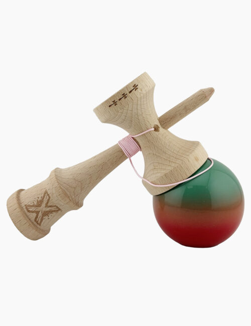 Kendama X Originala, Super Sticky, Big Cups, 18 cm, Rosu/Verde