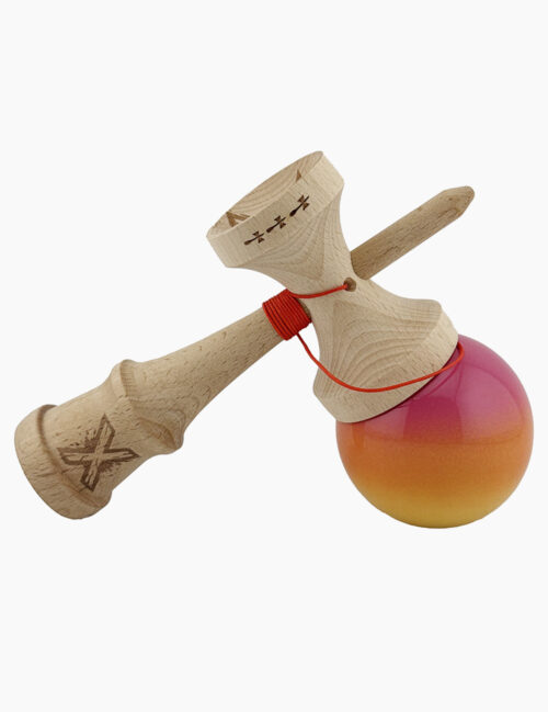 Kendama X Originala, Super Sticky, Big Cups, 18 cm, Roz/Portocaliu/galben