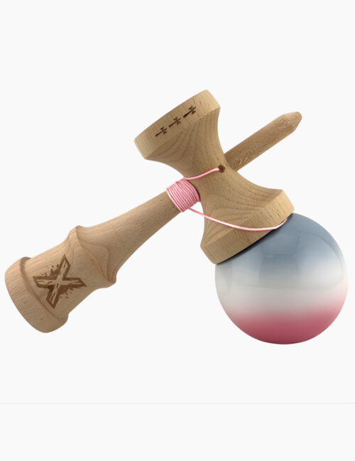 Kendama X Originala, Super Sticky, Flippy, Big Cups, 18 cm, Roz/Alb/Gri