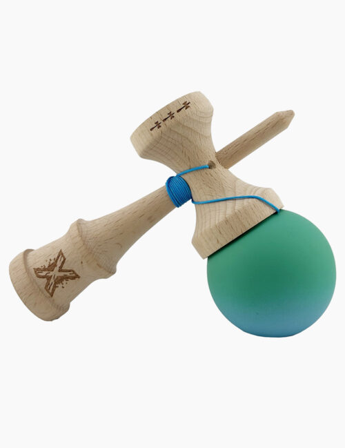 Kendama X, Rubber Grip, Big Cups, 18 cm, Verde/Albastru