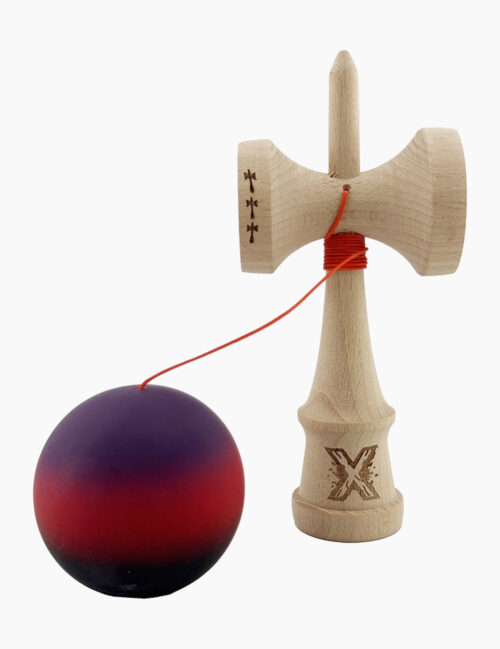 Kendama X, Rubber Grip, Big Cups, 18 cm, Mov/Rosu/ Negru