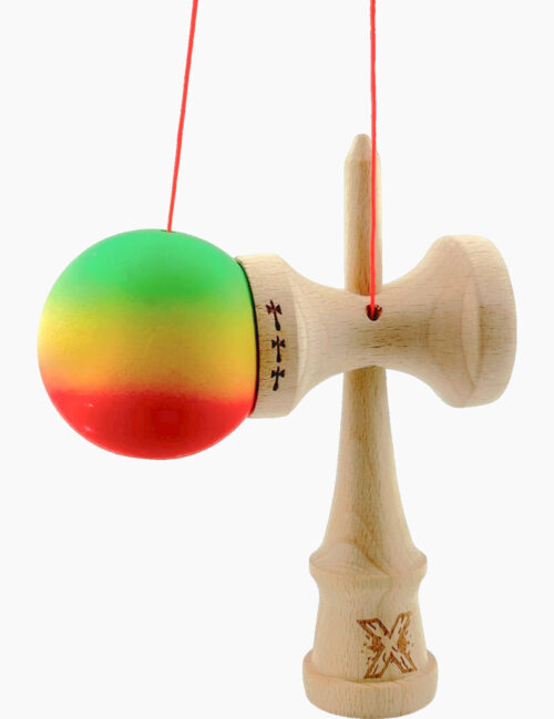 Kendama X, Rubber Grip, Big Cups, 18 cm, Verde/Galben/Rosu