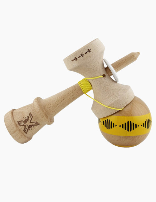 Kendama X Originala, Super Sticky, Frequency, Big Cups, 18 cm, Galben/Maro