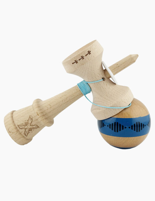 Kendama X Originala, Super Sticky, Frequency, Big Cups, 18 cm, Albastru/Maro
