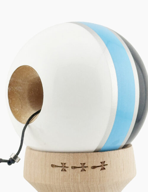 Kendama X Originala, Super Sticky, ROYAL SPIKE, Big Cups, 18 cm, Inel Albastru Deschis