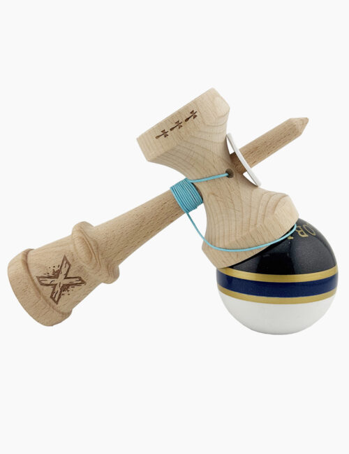 Kendama X Originala, Super Sticky, ROYAL SPIKE, Big Cups, 18 cm, Inel Albastru Inchis