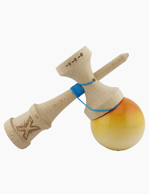 Kendama X Originala, Super Sticky, Flippy, Big Cups, 18 cm, Portocaliu/Galben/Alb