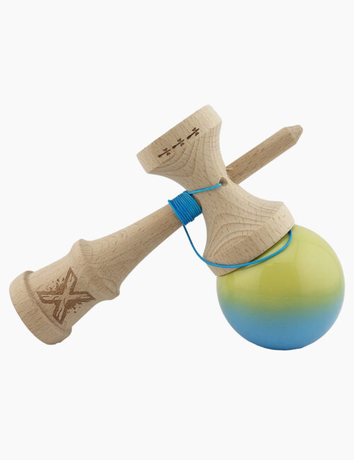 Kendama X Originala, Super Sticky, Flippy, Big Cups, 18 cm, Galben/Albastru