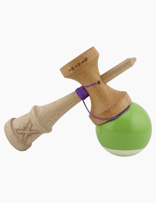 Kendama X Originala, Super Sticky, Flippy, Big Cups, 18 cm, Alb/Verde