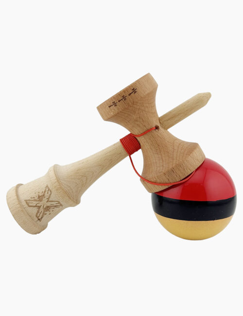 Kendama X Originala, Super Sticky, Flippy, Big Cups, 18 cm, Rosu/Negru/Galben