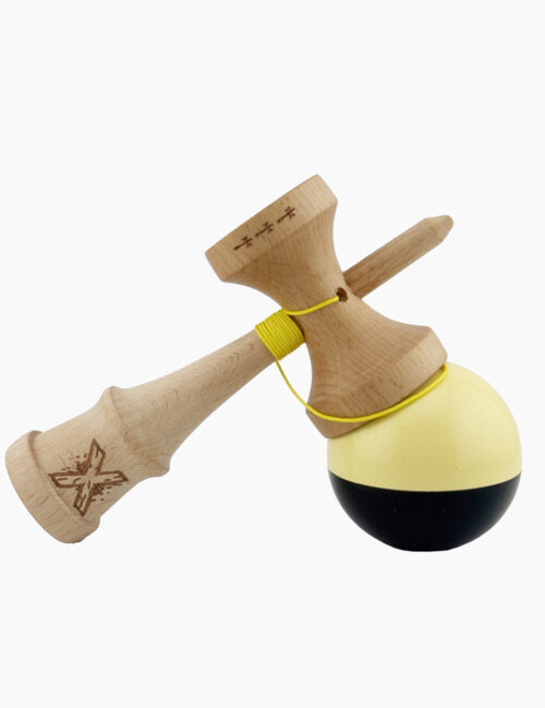 Kendama X Originala, Super Sticky, Flippy, Big Cups, 18 cm, Galben/Negru
