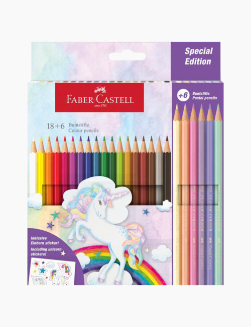 Set Creioane Colorate, Faber Castell, Unicorn, 18+6 Culori, Faber-Castell