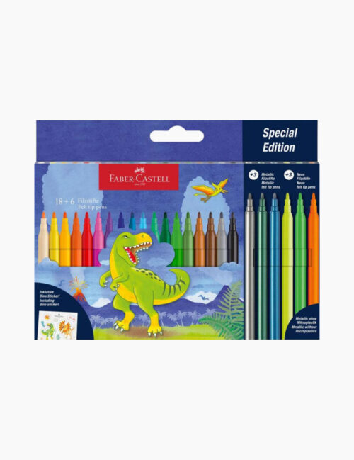 Set Carioci Faber-Castell, Editie Speciala Dinozauri, 18+6 Culori